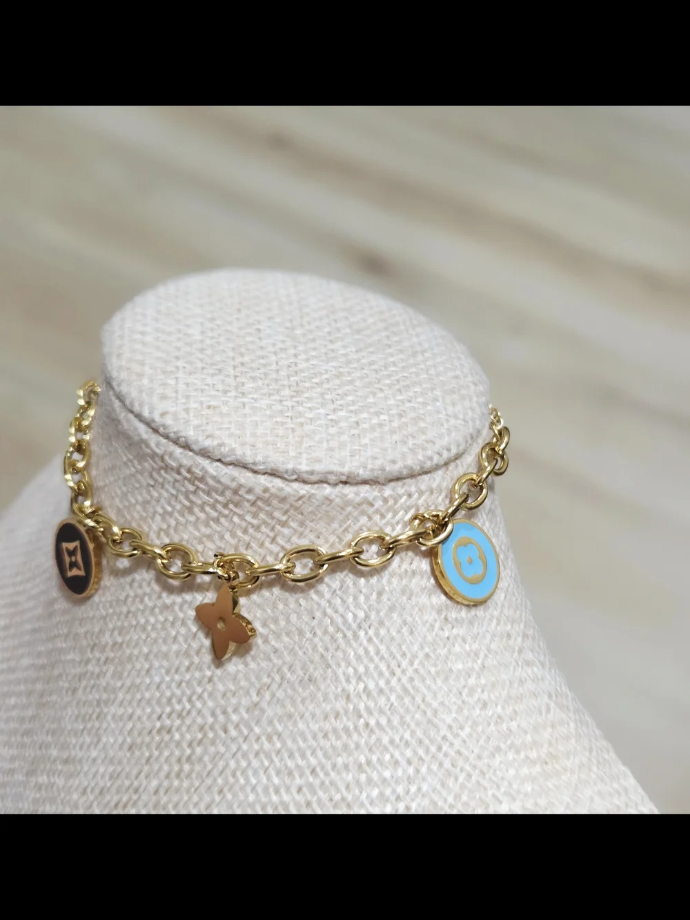 Gold Charm Chain Bracelet with Colorful Enamel Discs